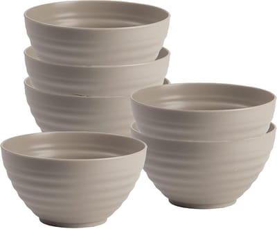 Plasticforte Soepkommen - 6x - D15 x H8 cm - taupe - kunststof - onbreekbaar - servies