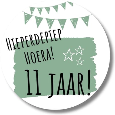 Stickers Trakteren 11 Jaar Verjaardag | Groen | Traktatiestickers | Uitdelen | 20 Stuks