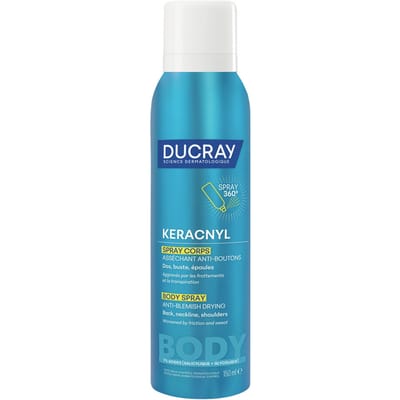 Ducray Keracnyl Lichaamspray, Uitdrogend Tegen Puisten, Salicylzuur & Glycolzuur, Huid Met Neiging Tot Acne 150ml