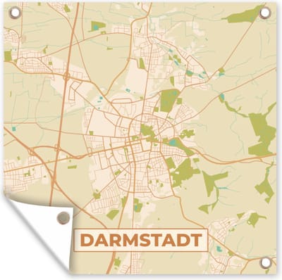 Tuin poster Darmstadt - Stadskaart - Vintage - Kaart - Plattegrond - 200x200 cm - Tuindoek