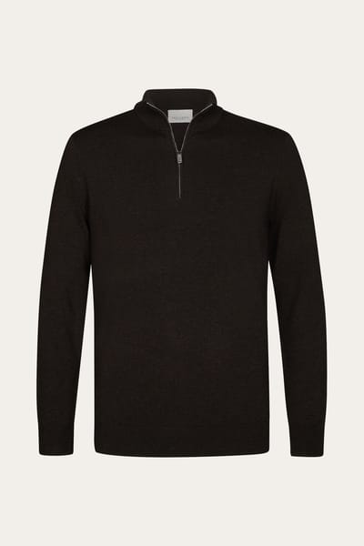 Profuomo - Trui Donkerbruin Profuomo Half Zip Pullovers Donkerbruin Ppxj30002