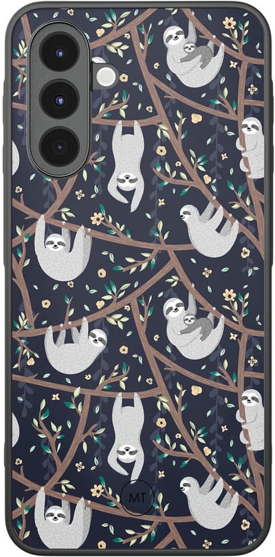 Hoesje geschikt voor Samsung Galaxy A16 - Luiaard print - TPU Hard Case Backcover - Blauw - Mooie Telefoonhoesjes