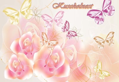 Fotobehang Roses Butterfly Abstract | XL - 208cm x 146cm | 130g/m2 Vlies