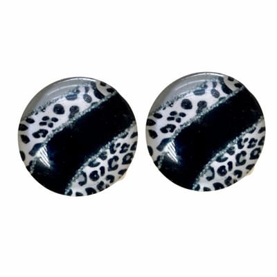 Clip oorbellen- zwart- panter- 2 cm- geen gaatje- Charme Bijoux