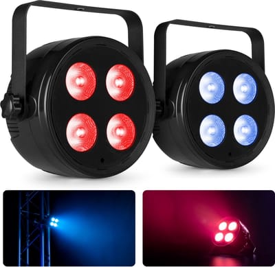 Fuzzix set van 2 PLF20 Party LED parren - 4x 12W RGBAW LED’s - Met DMX - Inclusief afstandsbediening