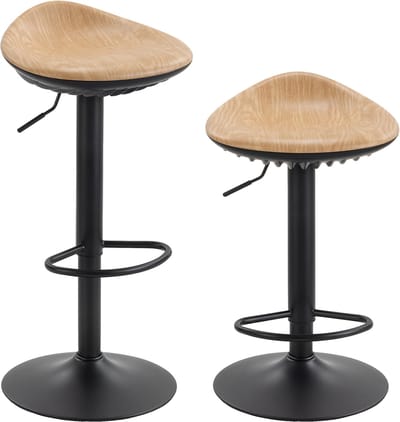 HOMCOM barkruk - PU, ABS, staal - 40 x 40 x 84 cm - Eikenhout