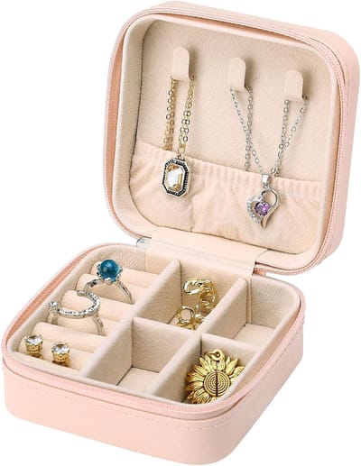 Reisjuwelendoos voor Dames en Meisjes - Compacte Opbergtas voor Ringen, Oorbellen en Kettingen (Roze)