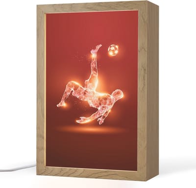 Nachtlampje 20x30 cm - Kinder lampje - Voetballer - Omhaal - Rood - Neon - Tafellamp kinderkamer - Slaapkamer lamp - Bedlamp kinderen - Kinderlampje stopcontact - Wandlamp babykamer - Nachtlampjes