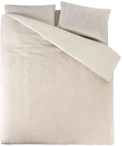 Teddy Dekbedovertrek Visgraatpatroon Beige-2-persoons (200 x 200/220 cm)