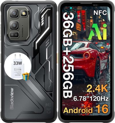 Blackview FORT 5 Robuuste Smartphone - 36GB RAM+256GB ROM - 5000 mAh Met 33W-adapter - 6,78 inch 120Hz - Android 16 - Dual SIM 4G - 108MP+50MP AI-Camera - Nachtzicht - IP68/IP69K Outdoor Telefoon - NFC GPS OTG FM - Zwart