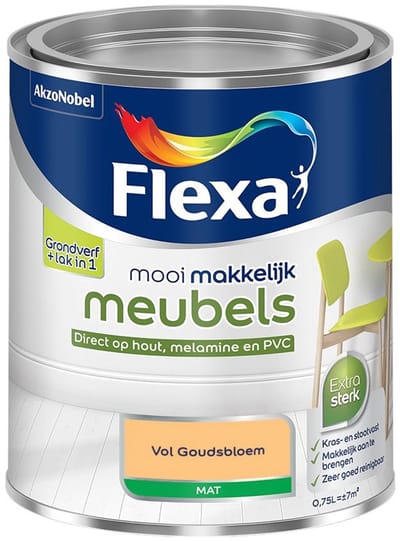 Flexa - Mooi Makkelijk Meubels Mat - Vol Goudsbloem - Mengverf - 750 Ml