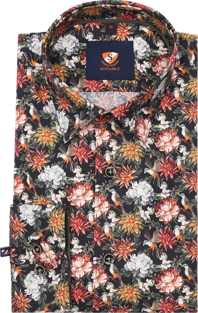 Suitable Overhemd Print Multicolour 267-13 - Maat 39 - Heren - Casual Shirt