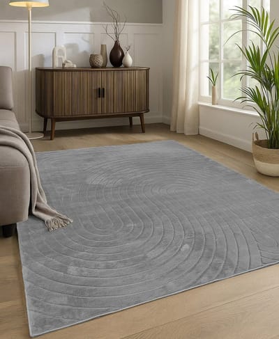Flycarpets Japandi vloerkleed - Mystic Grooves Grijs - Laagpolig Tapijt - 200x290 cm