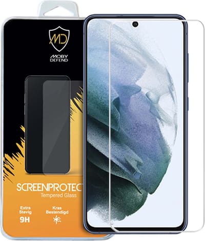 MobyDefend Screenprotector - Geschikt voor Samsung Galaxy S21 FE - Case-Friendly Screensaver - Gehard Glas