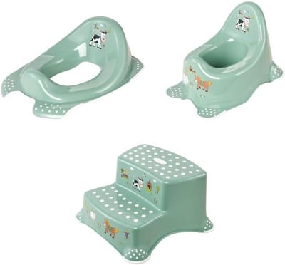 Kinder Zindelijkheid Set - Potje Toilet Opstapje - Zindelijkheidstraining - Antislip Rubberen Voetjes - 3 Delig - Groen
