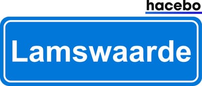 Hacebo - Plaatsnaam Sticker - 29x10 CM - Lamswaarde sticker - Verkeersborden sticker - grappige cadeaus - Lamswaarde