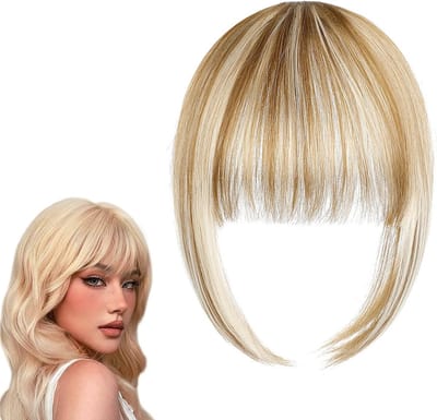 Natuurlijke Clip-on Pony's voor Vrouwen - Echte Haarextensions met Gebogen Pony - Ideaal voor Dagelijks Gebruik en Snel Haarstyling