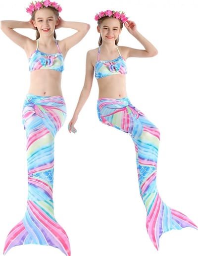 Zeemeerminstaart met bikini set - zonder monovin - Mermaid staart Shine Bright - Unicorn - Maat 116/122