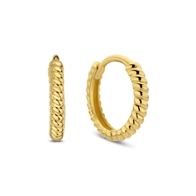 New Bling 9NBG-0734 Gouden Oorringen - Oorbellen - 14 Karaat - 13mm Doorsnee - 2,3mm Breed - Scharnier - Gedraaid - Goud