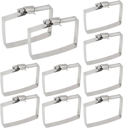 100x100mm Slangklemmen van 304 RVS voor Vierkante Buizen - Set van 10 Stuks, Duurzame Slangbevestigingen en Klemmen