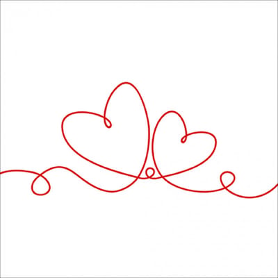 Lunch Servetten Line Of Love Red - Ambiente - 33x33 cm