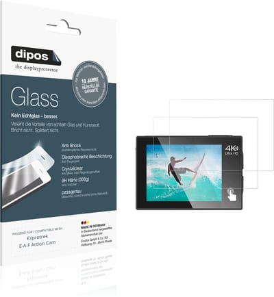dipos – 2x Pantserfolie geschikt voor Exprotrek E-A-F Action Cam | 9H Screenprotector
