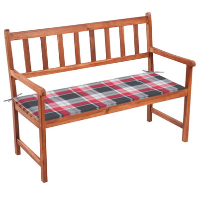 vidaXL - Tuinbank - met - kussen - 120 - cm - massief - acaciahout
