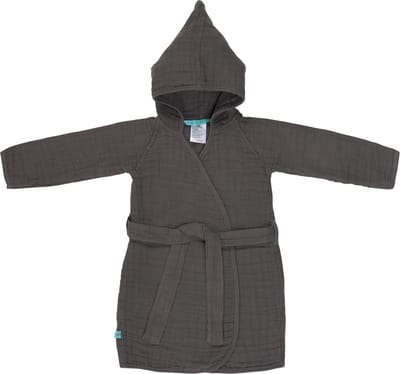 Lässig - Badjas - Mousseline - Antraciet - maat 80-86cm
