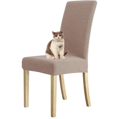 Housse de Chaise Jacquard Imperméable Réglable Housse de Dossier de Table à Manger Solide Tabouret Spandex pour Salle à Manger Maison Banquet Hôtel 1pcs Chair Cover gray