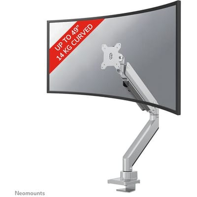 Neomounts NM-D775SILVERPLUS Monitorarm 1 scherm - 10-49" - 1-18 kg (curved 14 kg) - gasveer - 180°-stop - Topfix - zilver