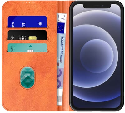 Geschikt voor iPhone 12 Mini Telefoonhoesje Bruin Kunstleer Met Magnetische Sluiting - Portemonnee BookCase Met Pasjeshouder - ProtX