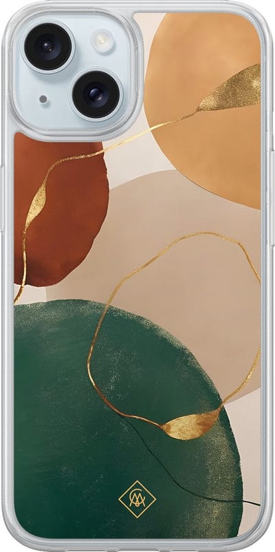 Casimoda® hoesje - Geschikt voor iPhone 14 - Earthy Luxe - 2-in-1 case - Schokbestendig - Geometrisch patroon - Verhoogde randen - Multi, Transparant