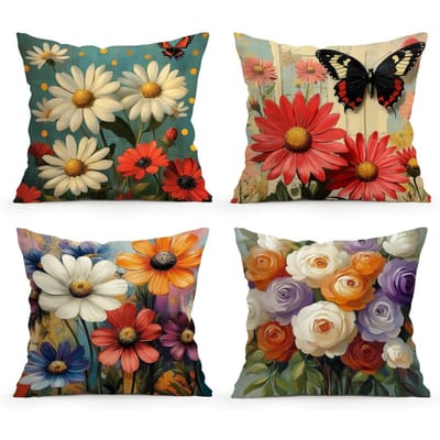 Levendige Vlinderbloemen Kussensloop Kussen Polyester 45x45cm Sierkussenhoes Bank Stoel Kussenhoes Kussensloop Woondecoratie 45x45cm