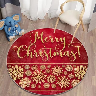 Kerstdecoratie Tapijt Cartoon Rond Woonkamer Tapijt Voetmat Slaapkamer Bedmat Computerstoelmat 60 cm diameter round