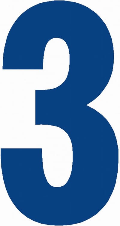 Cijfersticker nr. 3 BLAUW 10x5cm, plakcijfer, huisnummersticker, containersticker, magazijn sticker, showroom, tuincentra
