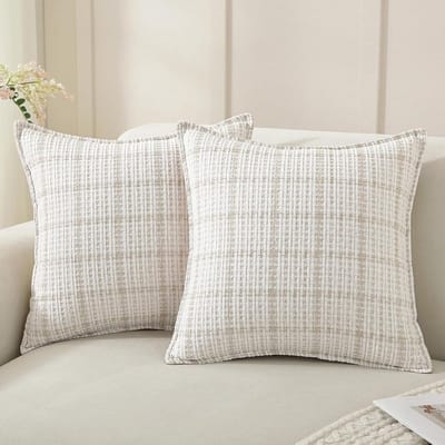 Kussenhoezen 45x45 cm, Set van 2, Witte Strepen, Zacht Stof, Perfect voor Bank en Woonkamer