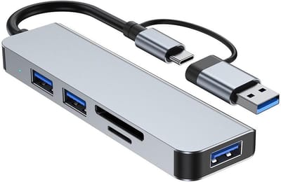USB C Hub - Multiport Adapter - Snelle Data Overdracht - 5-in-2 Poorten - 15 x 4 x 3 cm