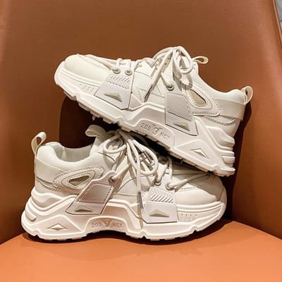 Schoenen Dames Lente en Zomer Sportschoenen Casual Enkelschoenen Middelhoge Hak Ronde Neus Trendy Damesschoenen Dames Hardloopschoenen 35
