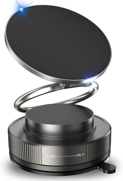 Oneay 1 Pack - Auto vacuüm magnetische telefoonhouder, sterke magnetische telefoonhouder, 360° verstelbare versterkte zuignap, geschikt voor dashboard/achteruitkijkspiegel, compatibel met iPhone en Android telefoons (mat zwart)