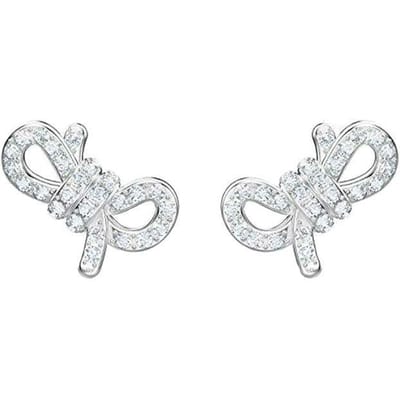 Swarovski Lifelong Bow Zoete Vlinderknoop Oorbellen Damesoorbellen Zilver 5492257 Box (Random Color) white