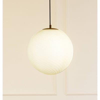Lucande - hanglamp - 1licht - Glas, metaal - H: 36.8 cm - E27 - wit, zwart