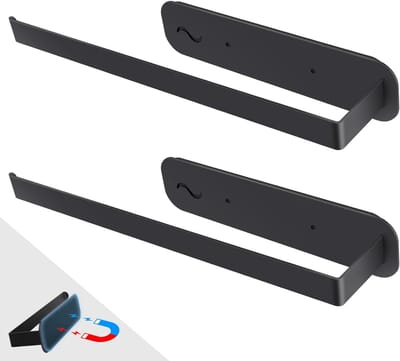RONN® Vaatdoekhouder Magnetisch - Aanrecht Organiser Zonder Boren - Keuken Organizers Metaal - Ook voor Keukenpapier - Zwart - ‎29cm x 5cm x 8cm