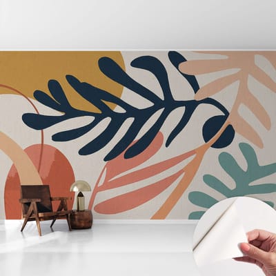 Coloray Zelfklevend Behang - Bladpatronen Stickerbehang op rol - 416x254 cm - Marine Zelfklevend Behang - Voor de woonkamer, slaapkamer en kantoor - Peel-and-stick techniek - Zelfklevend fotobehang