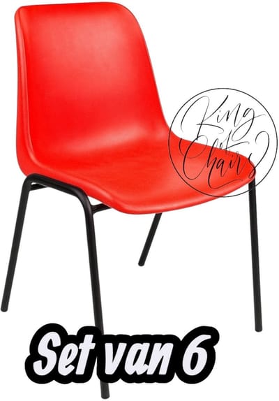 Kantinestoel Helene Rood -set van 6- zwart onderstel kantinestoel stapelstoel kuipstoel vergaderstoel tuinstoel kantine stoel stapel stoel tuin stoel kantinestoelen stapelstoelen kuipstoelen arenastoel schoolstoel bezoekersstoel Everardo