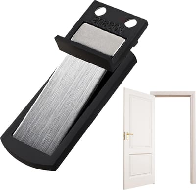 Magnetische Deurstopper - Stil Deuranker - Deuren Open Houden - Ultradun Roestvrij Staal - 6.8 cm - Zwart