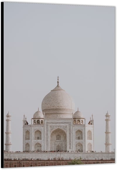 KuijsFotoprint - Schilderij - Taj Mahal Indië - Wit En Grijs - 200 X 100 Cm