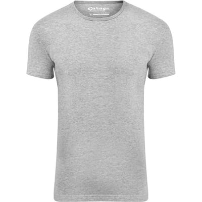 Garage 201 - Bodyfit T-shirt ronde hals korte mouw grijs melange M 80% katoen 15% viscose 5% elastan