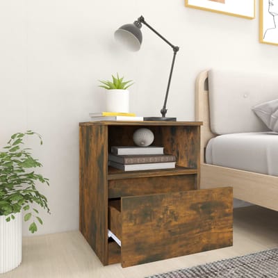 vidaXL - Nachtkastje - 40x40x50 - cm - bewerkt - hout - gerookt - eikenkleurig