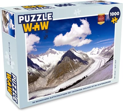 Puzzel De besneeuwde Aletschgletsjer met gevormde wolken op de achtergrond - Legpuzzel - Puzzel 1000 stukjes volwassenen