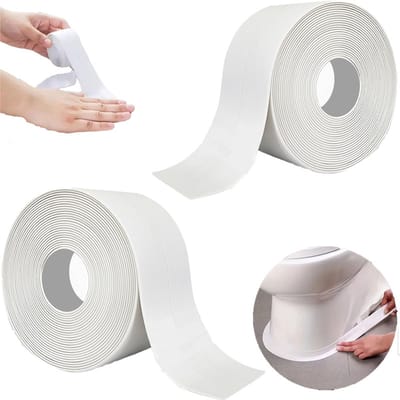 2 stuks- Waterdichte afdichtingsstrip- Waterdichte Afdichtingsstrip Voor Toiletten- Sanitairstrip - Kitstrip - anti schimmel tape - Afdichtingstape - Afdichtingsstrip - Voegvuller - 2,2 cm - Wit
